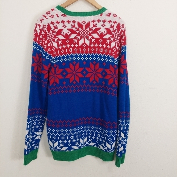 JOLLY SWEATERS Men's Ugly Christmas Sweater Size M Santa Pouch Pocket for‎ Drink - Picture 7 of 8